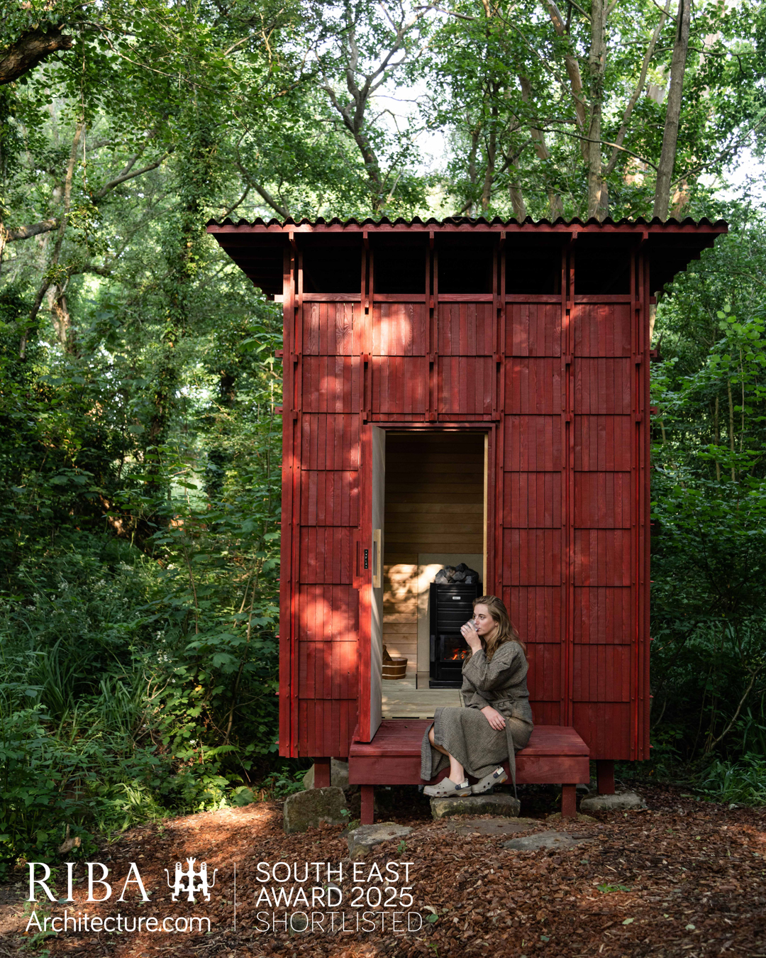 Drying Shed Sauna by Built Works shortlisted in 2025 RIBA Awards